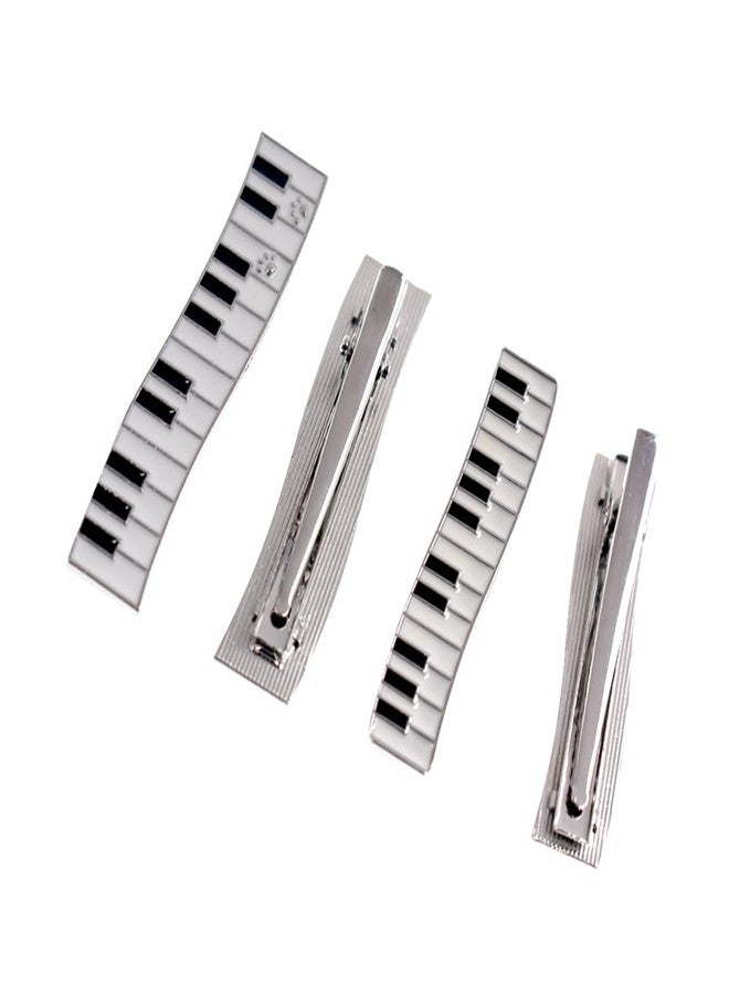 Ynxee 2 Pairs Piano Shaped Metal Hair Clips Alligator Barrettes Headwear Women Girls Hair Accessories, 1 pair large & 1 pair small, Silver - Image 4